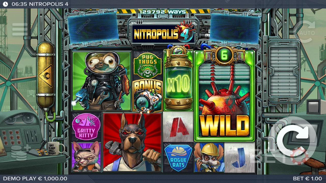 الحكم على ماكينات سلوت الفيديو Nitropolis 4