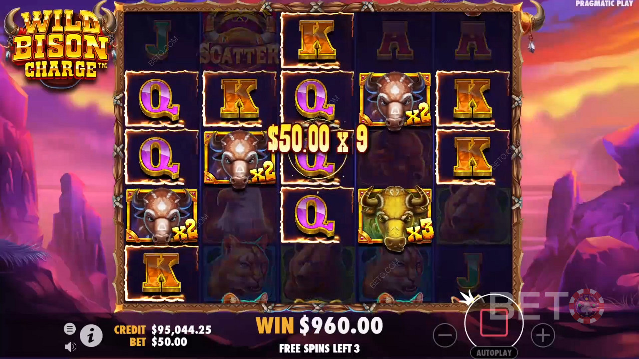 شرح الميزات الإضافية في لعبة Wild Bison Charge بواسطة Pragmatic Play