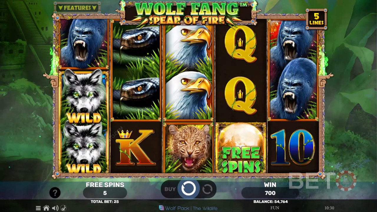 Wolf Fang مراجعة لعبة Spear of Fire من BETO Slots