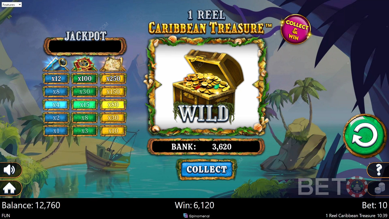 1 Reel Caribbean Treasure اللعب المجاني