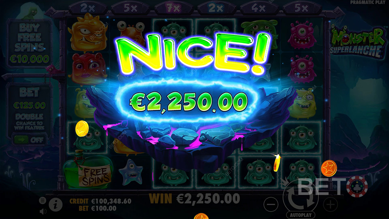 شرح ميزات المكافأة في Monster Superlanche بواسطة Pragmatic Play