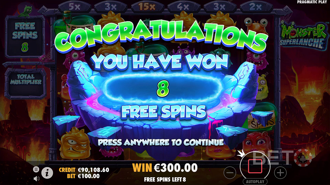 اربح 5,000 ضعف رهانك في فتحة Monster Superlanche Slot!