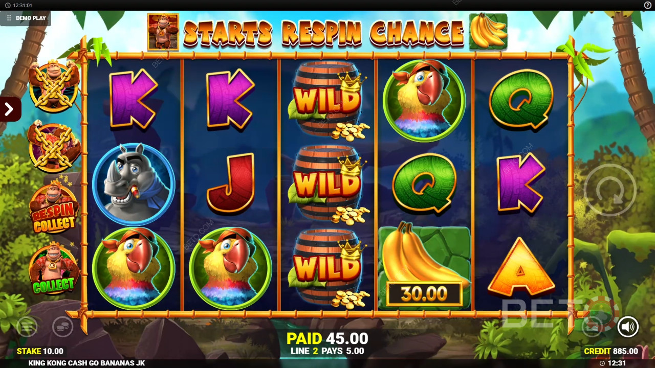 شرح ميزات المكافآت في King Kong Cash Go Bananas بواسطة Blueprint