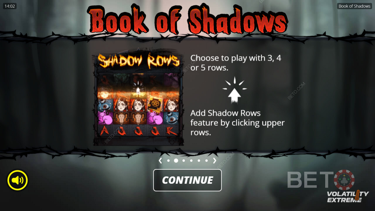 افتح جميع الصفوف الخمسة أو العب بثلاثة صفوف فقط في ماكينة القمار Book of Shadows