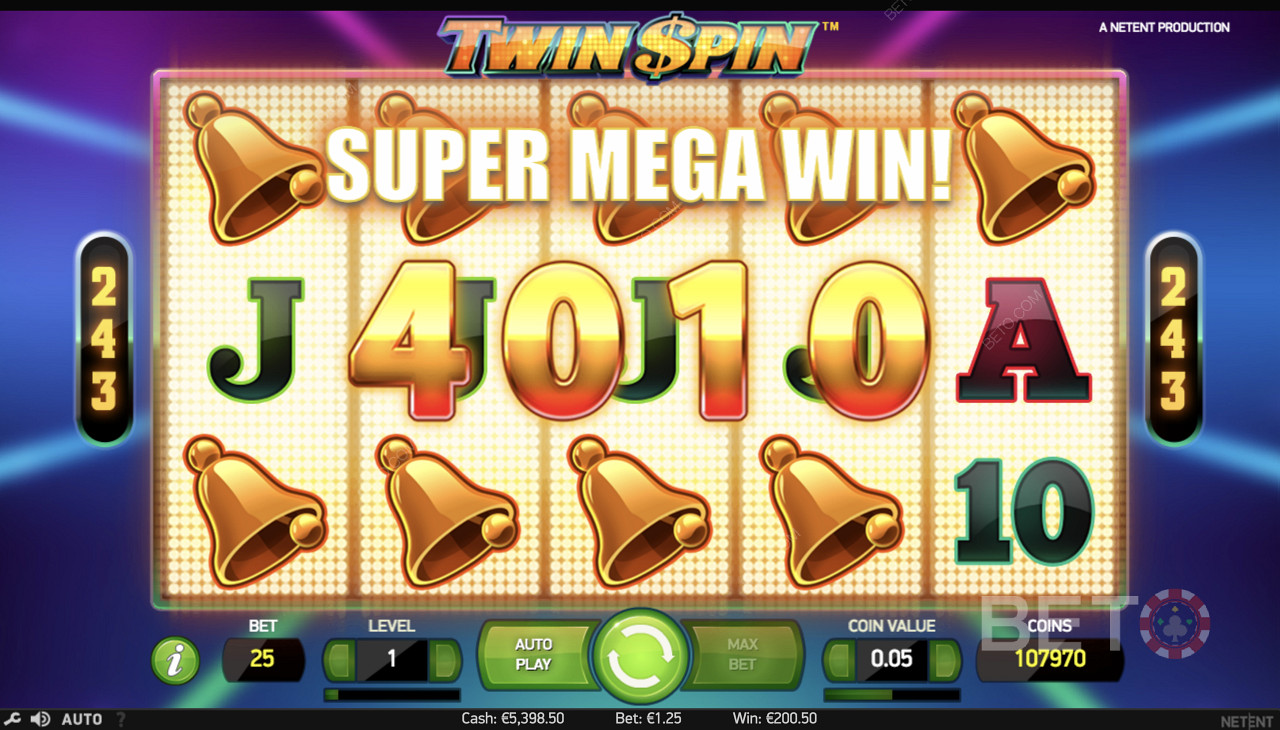 الفوز بسوبر ميجا في Twin Spin
