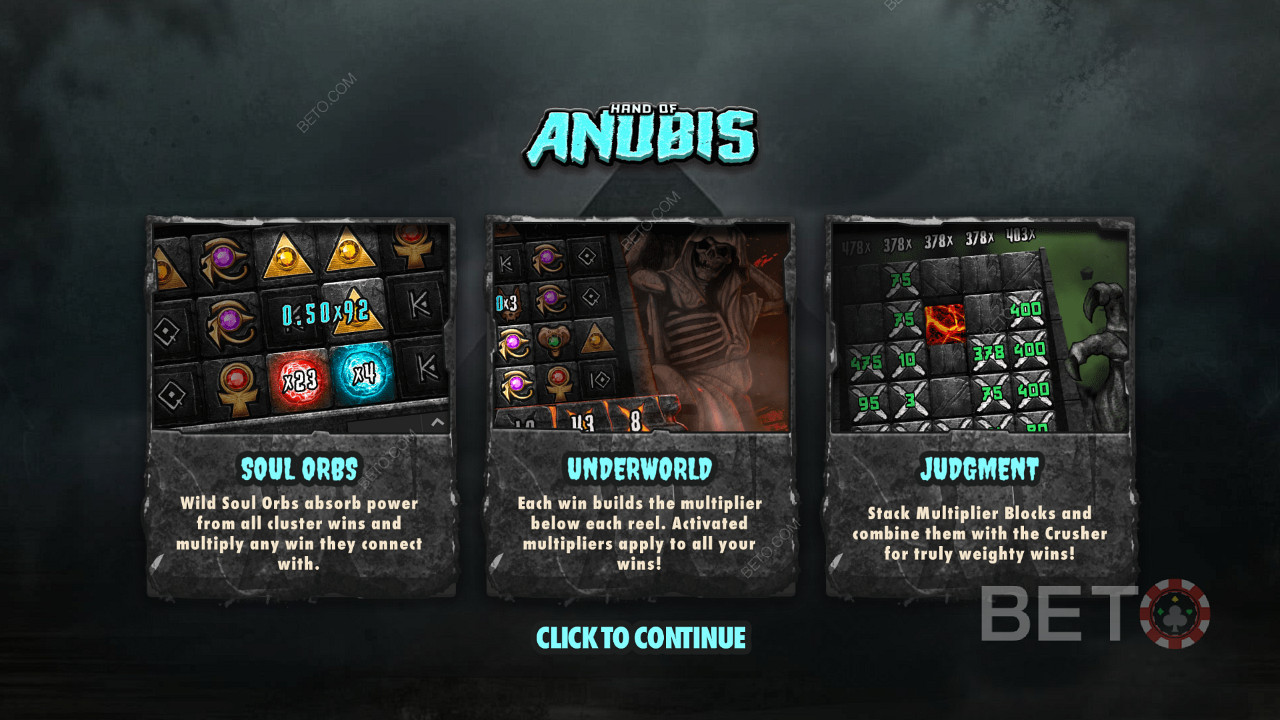 استمتع بثلاث ميزات رائعة في لعبة سلوت Hand of Anubis عبر الإنترنت