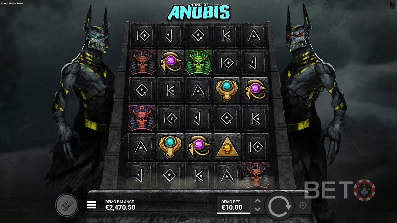 يساعد التصميم الأكبر في تحقيق المزيد من الانتصارات في لعبة سلوت Hand of Anubis عبر الإنترنت