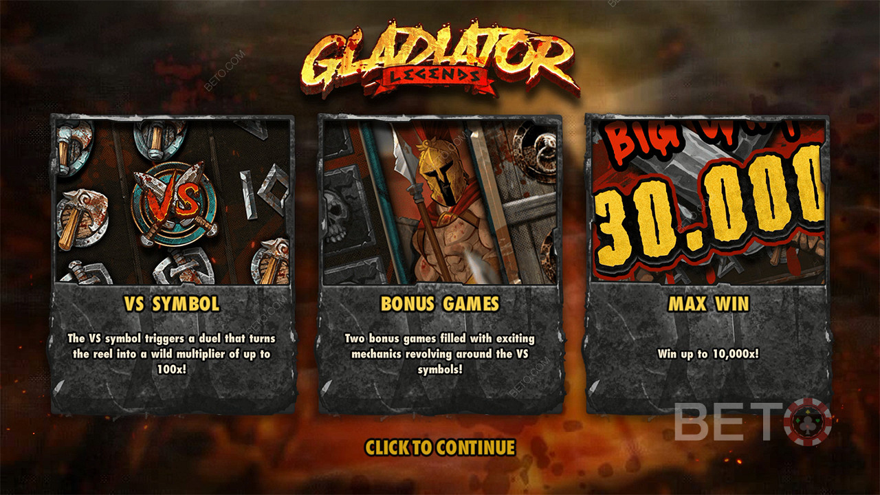 اربح ما يصل إلى 10000x من حصتك في ماكينة القمار Gladiator Legends