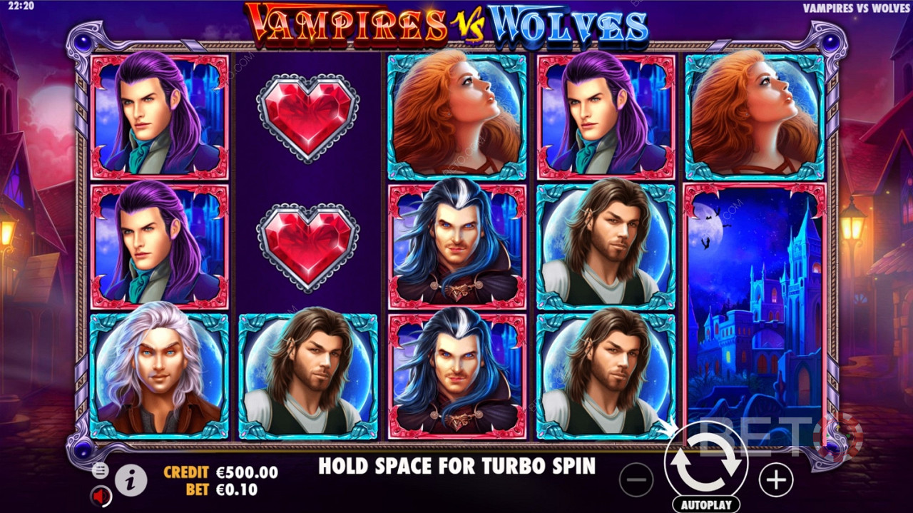 الهيكل ذو الخمس بكرات المكون من ثلاثة صفوف في Vampires vs Wolves