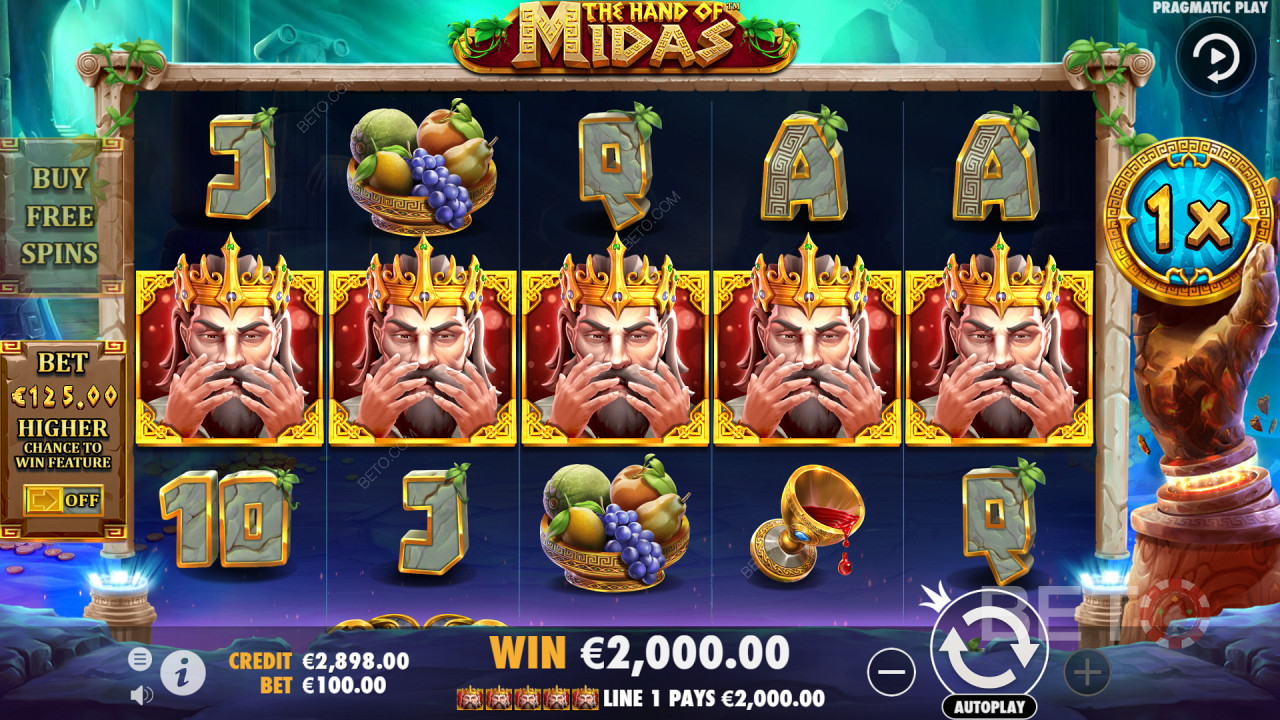 5 رموز King Midas تدفع مبالغ كبيرة في فتحة فيديو Hand of Midas