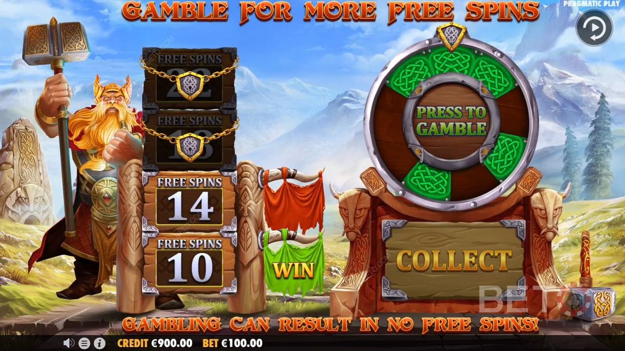 بعد شراء Free Spins ، يمكنك المقامرة بالفوز بما يصل إلى 22 Free Spins كحد أقصى.