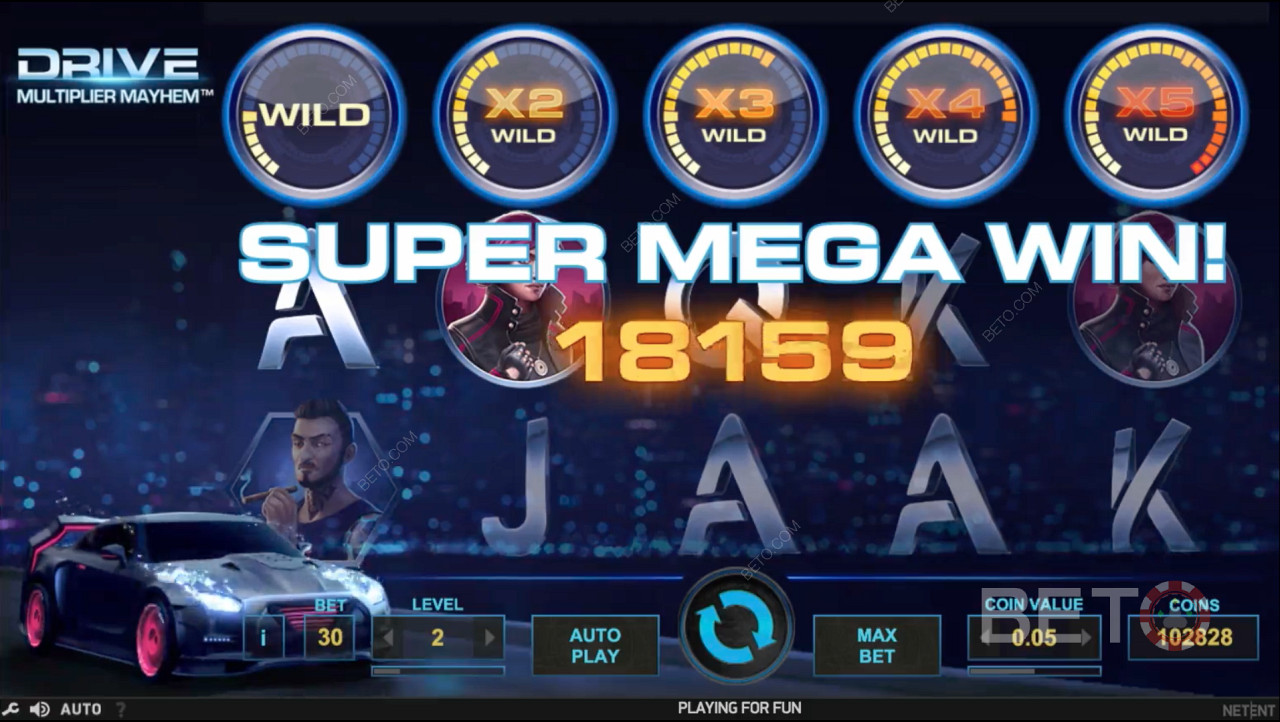 توفر لك ميزات المكافآت مثل Multiplier Wild فرصة للفوز بـ SUPER MEGA WIN