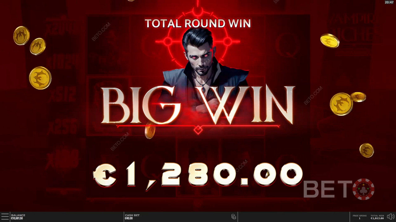 اربح 25,000 ضعف رهانك في فتحة فيديو ثروات مصاص الدماء DoubleMax!