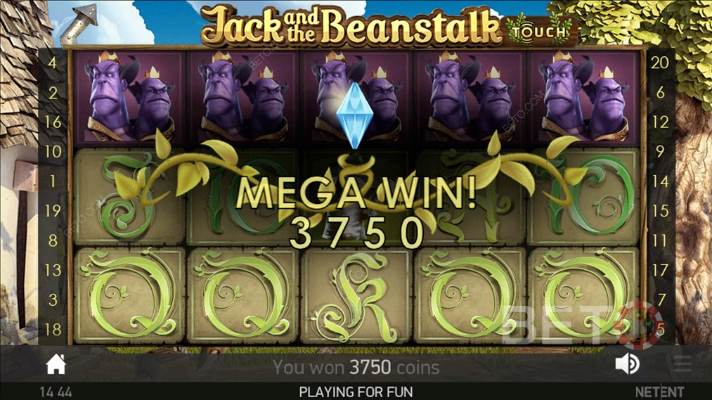 تحقيق الفوز الكبير المربح في Jack and the Beanstalk