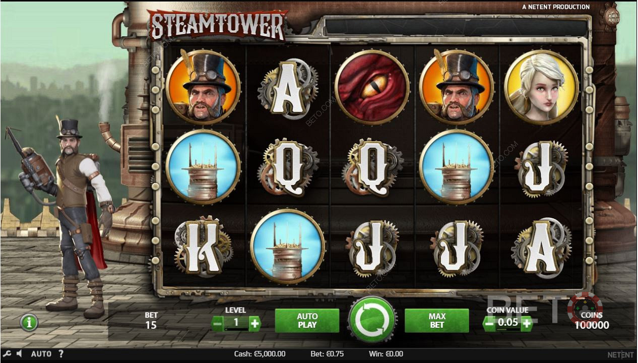 طريقة اللعب في Steam Tower Online Slot