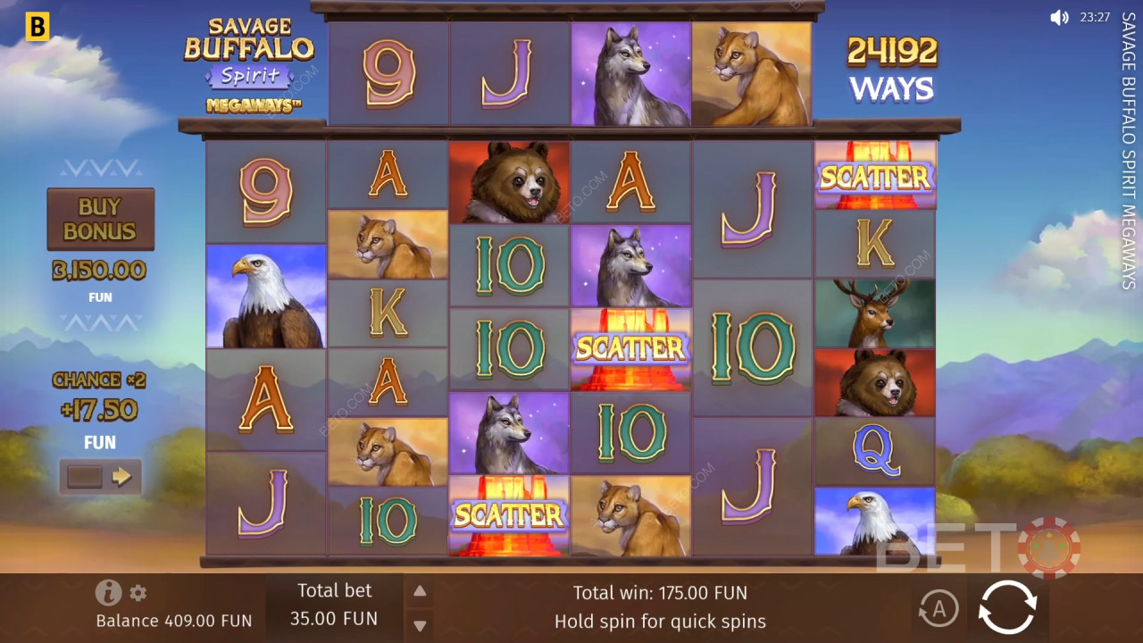 مراجعة لعبة Savage Buffalo Spirit Megaways من BETO Slots