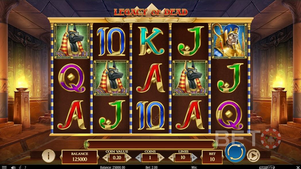 واجهة على الطراز المصري القديم - Legacy of Dead Slot Machine Play