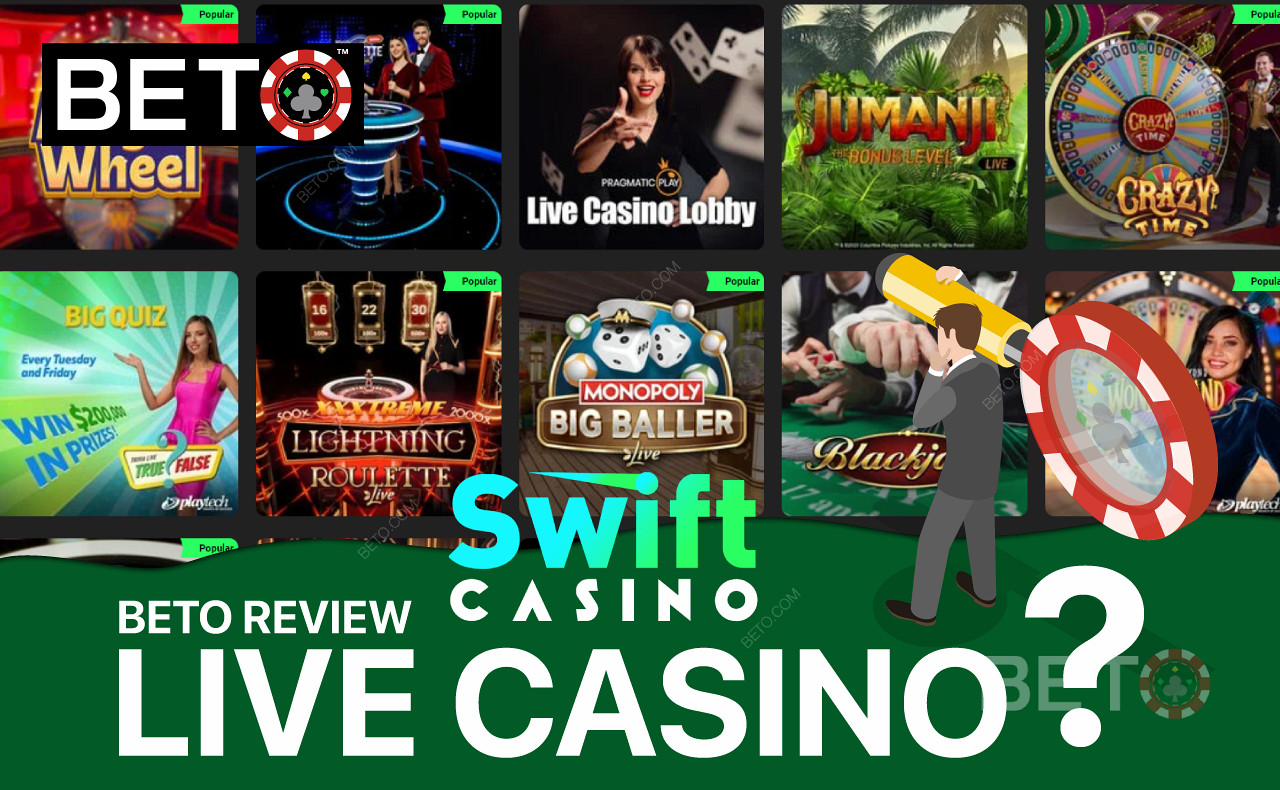 يقدم لك كازينو Swift Casino الفرصة للاستمتاع بألعاب الكازينو المباشرة