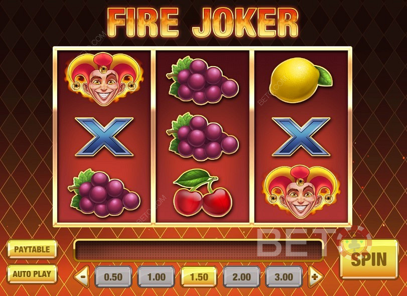 رموز التصميم الكلاسيكي وآلة الفاكهة الكلاسيكية في Fire Joker