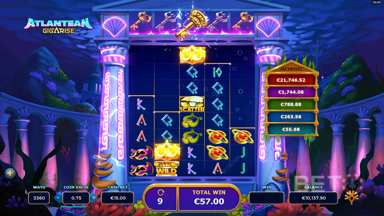 مراجعة Atlantean Gigarise من BETO Slots