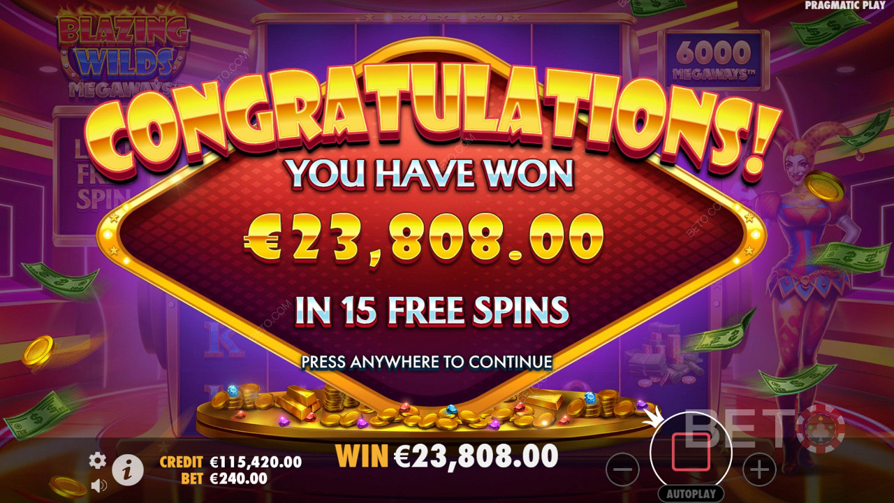 اربح 10,000 ضعف رهانك في فتحة فيديو Blazing Wilds Megaways Slot!