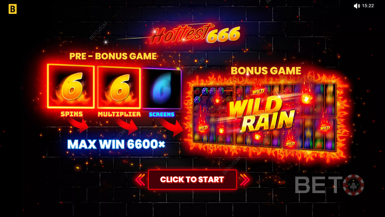 شرح الميزات الإضافية في Hottest 666 بواسطة BGAMING