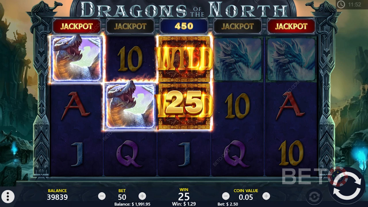 تساعدك الرموز البرية على تحقيق المزيد من الانتصارات في فتحة عبر الإنترنت Dragons of the North