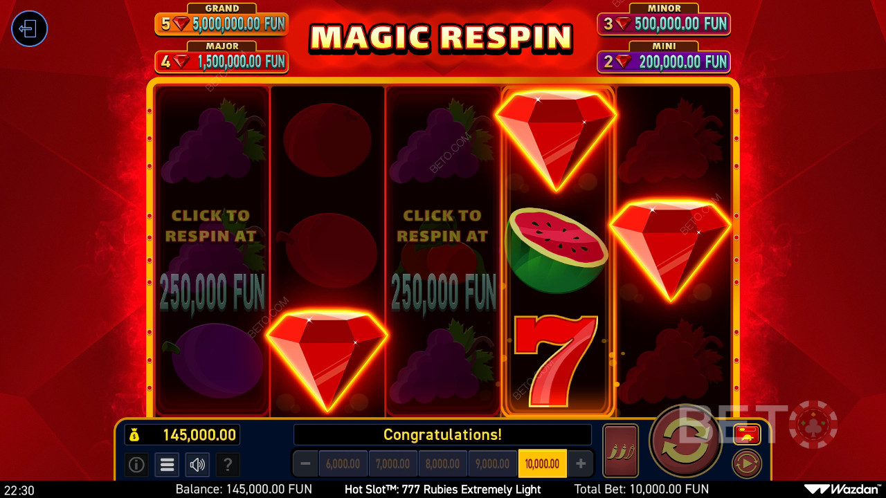 الفتحة الساخنة: 777 الياقوت الخفيف للغاية مراجعة من فتحات BETO Slots