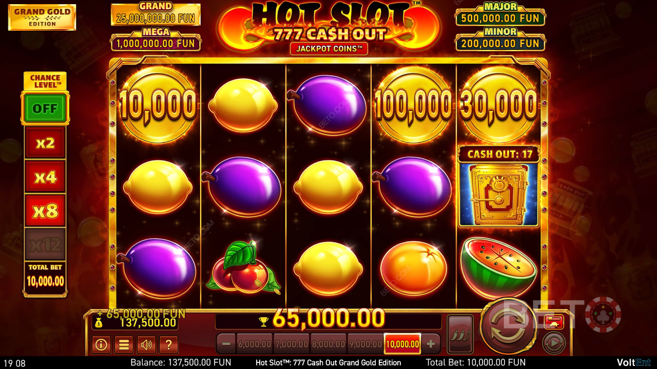 شرح الميزات الإضافية في لعبة «Hot Slot: 777 Cash Out Grand Gold Edition» بواسطة Wazdan