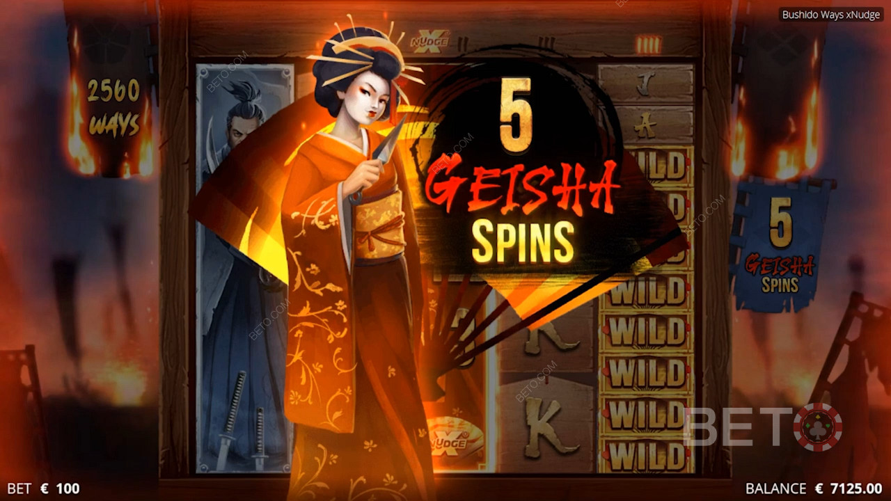 هناك ما يصل إلى 12288 طريقة للفوز وتساعدك Geisha wild على زيادة مضاعفاتك