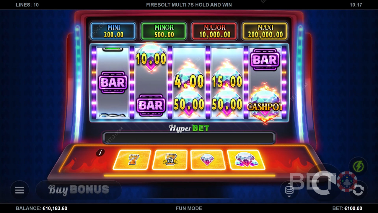 مراجعة Firebolt Multi 7s Hold and Win من BETO Slots