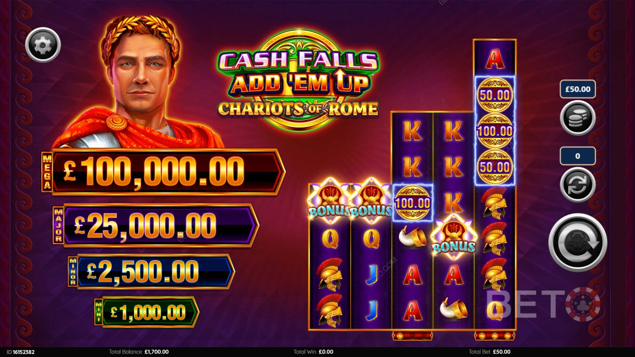Cash Falls: Add 'Em Up Chariots of Rome اللعب المجاني