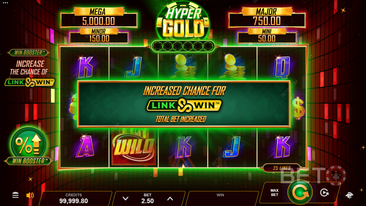 يتميز Hyper Gold بميزات Win Booster و Link & Win Bonus لإثارة حماسك