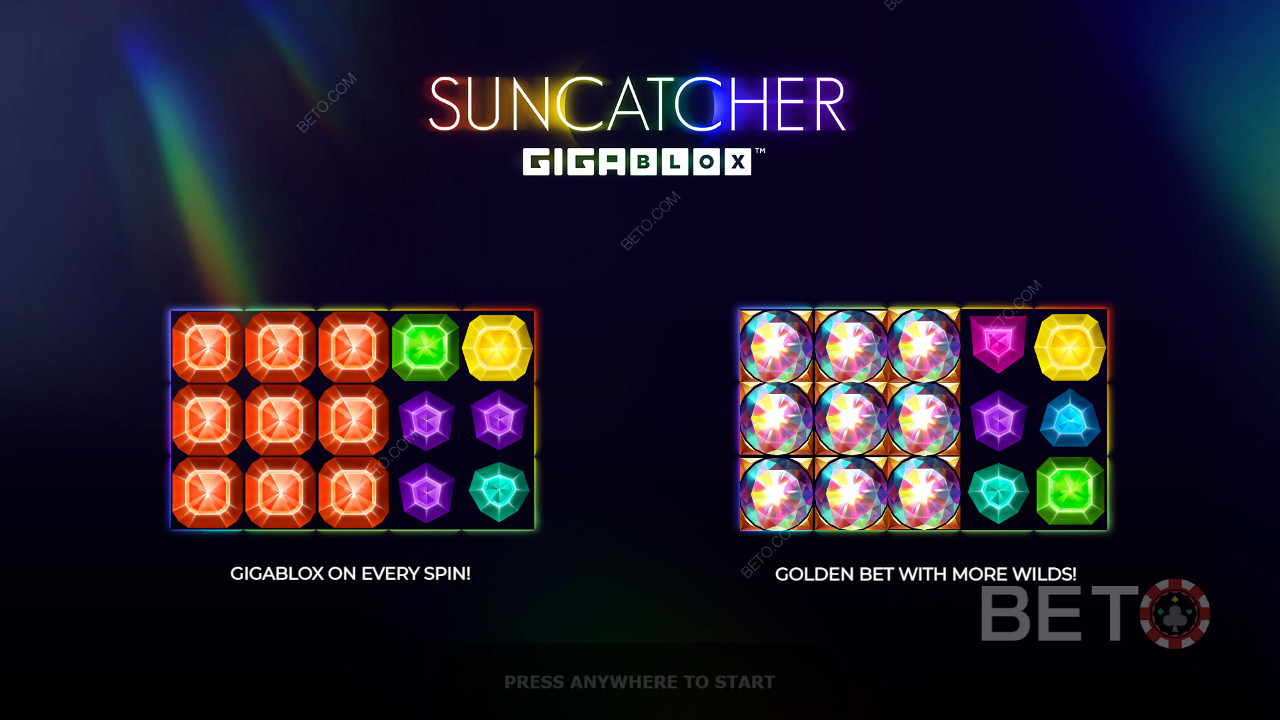 شاشة مقدمة تقدم بعض المعلومات حول Suncatcher Gigablox