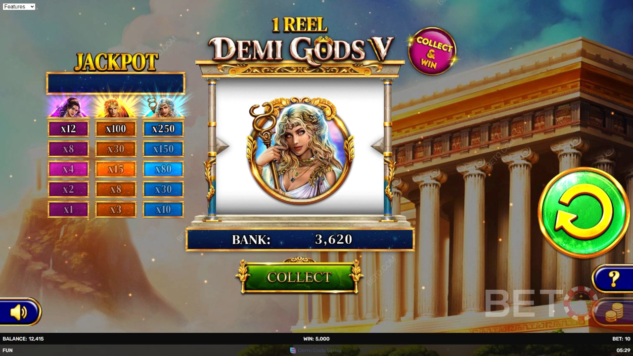 1 بكرة - مراجعة ديمي جودز V من BETO Slots