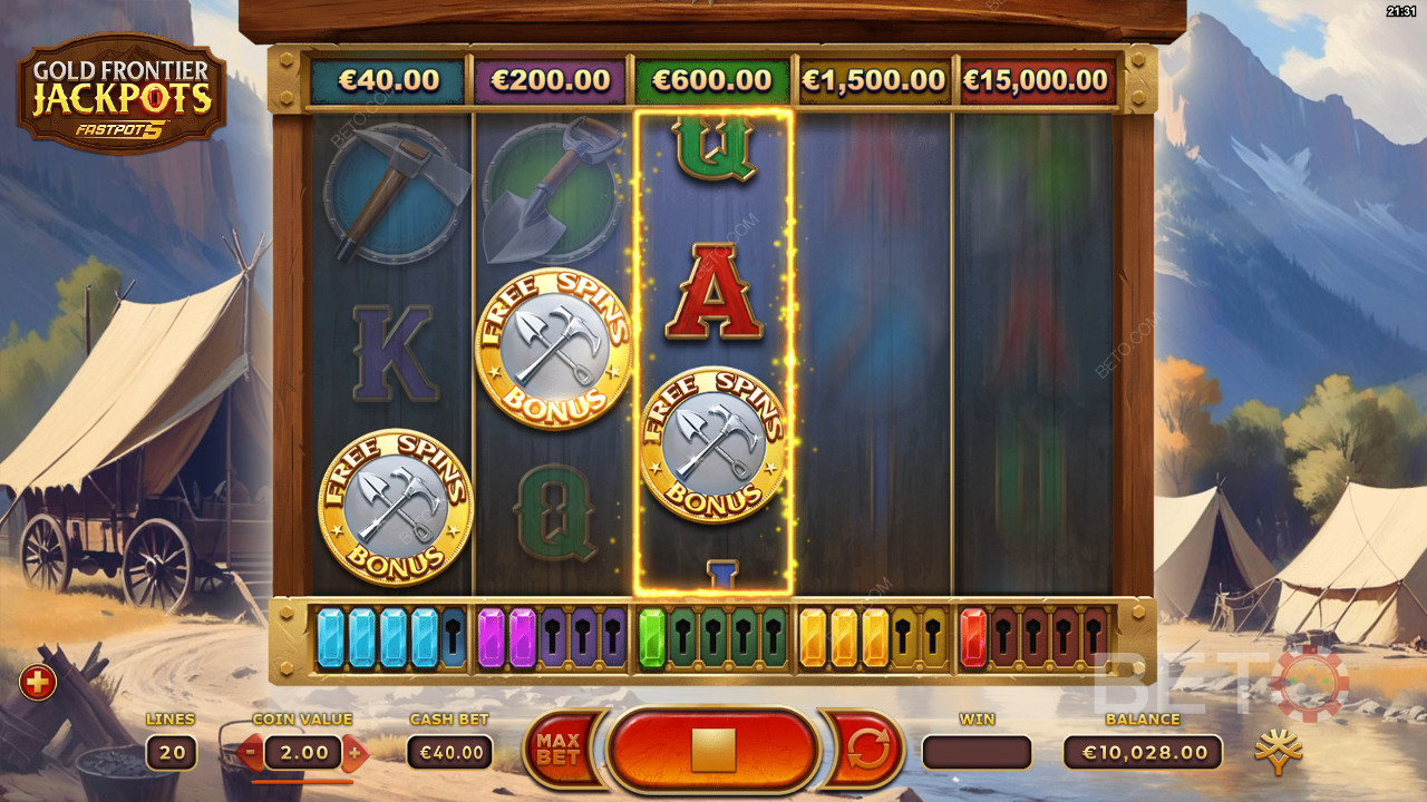 مراجعة Gold Frontier Jackpots FastPot5 من BETO Slots