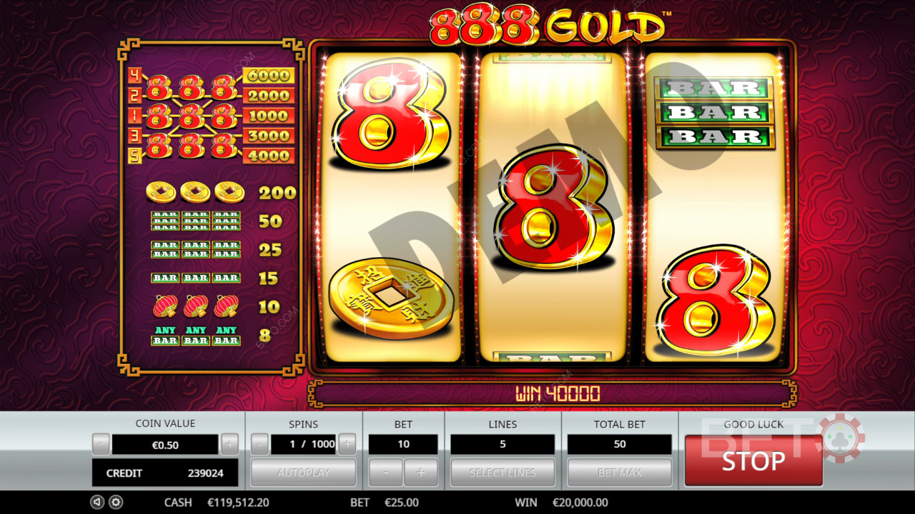 888 مراجعة الذهب 888 من BETO Slots