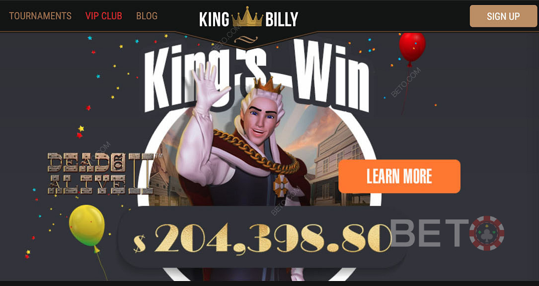 احصل على انتصارات ضخمة من خلال لعب ماكينات القمار الشهيرة على كازينو King Billy