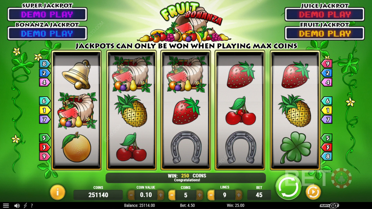 مراجعة لعبة Fruit Bonanza من BETO Slots