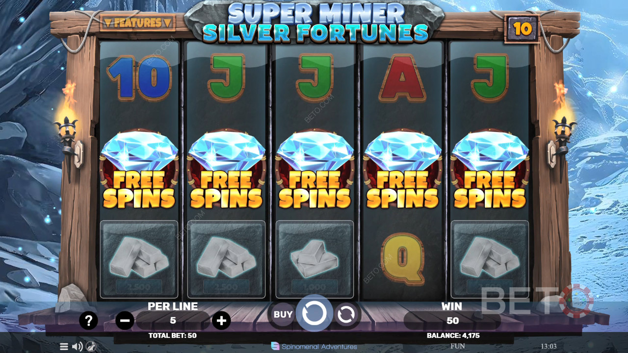 مراجعة لعبة Super Miner Silver Fortunes من BETO Slots