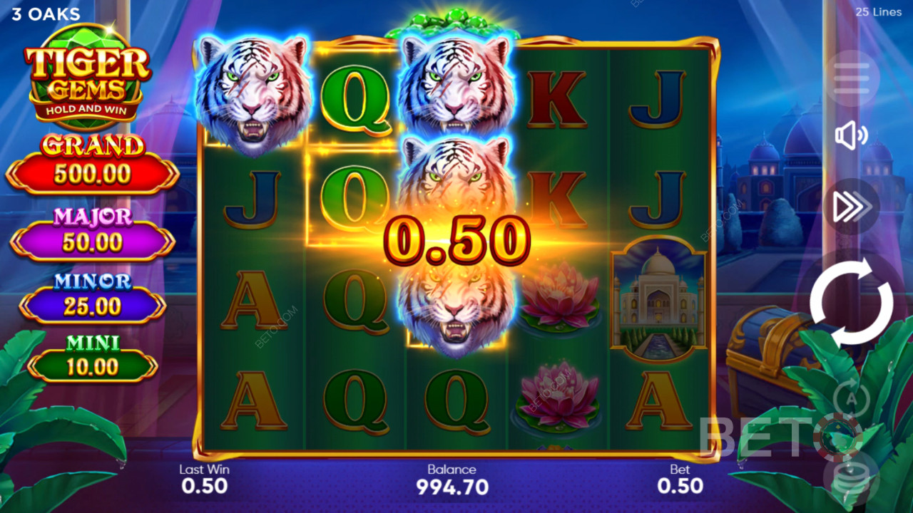 اربح 1,560 ضعف رهانك في ماكينة سلوت Tiger Gems!