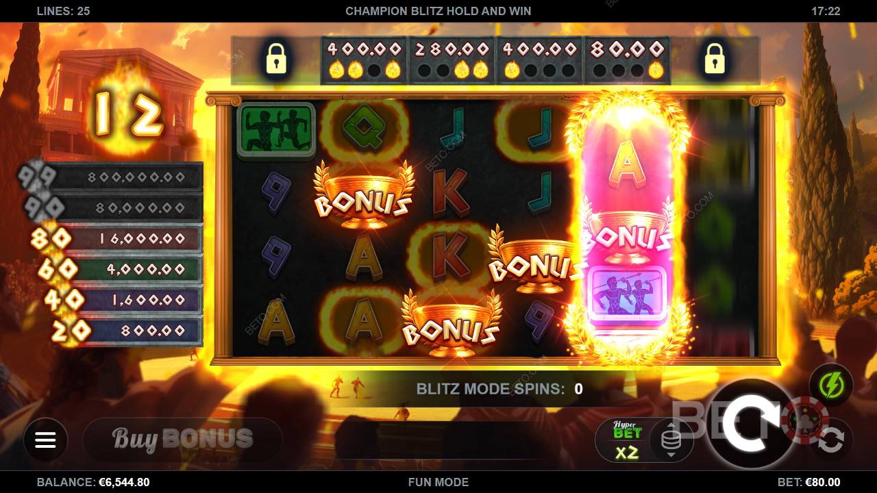 مراجعة لعبة Champion Blitz Hold and Win من BETO Slots