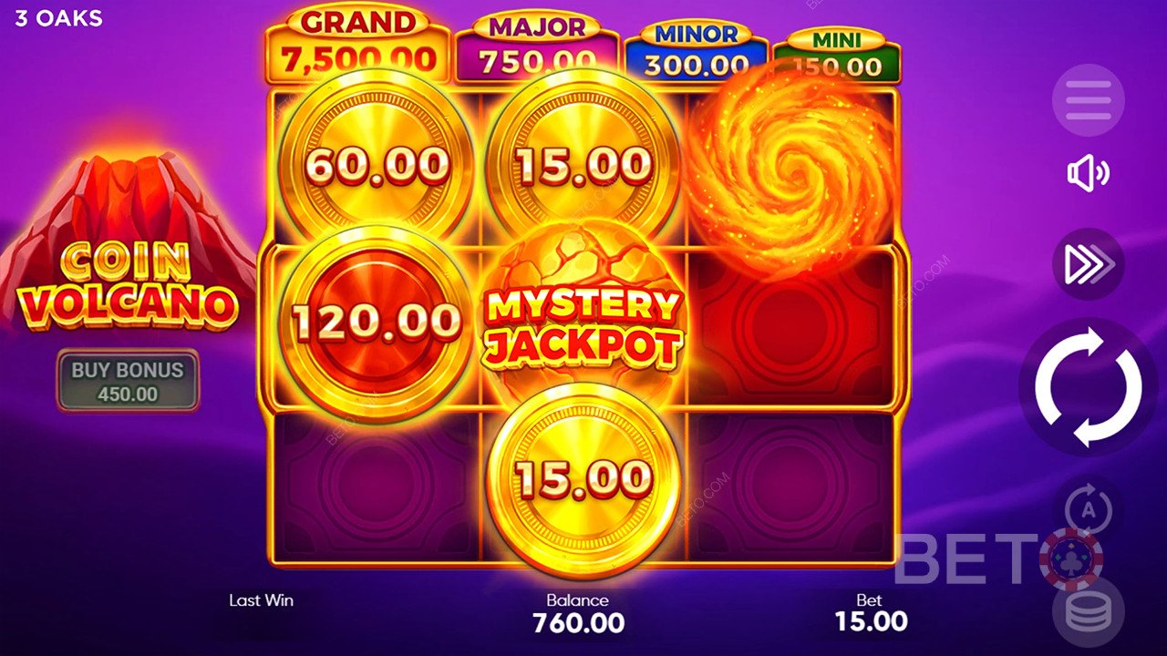 اربح 2,551 ضعف رهانك في سلوت Coin Volcano Online Slot!