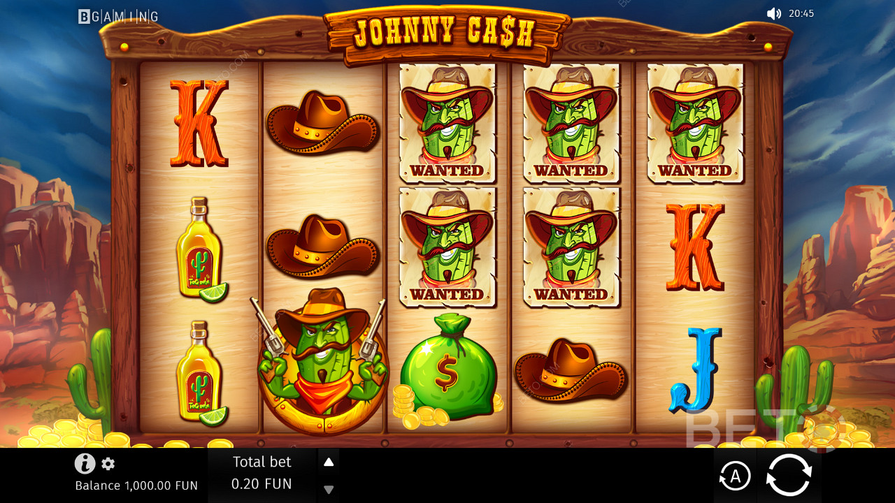 شبكة ألعاب Johnny Cash الكلاسيكية مع 5 بكرات و 3 صفوف