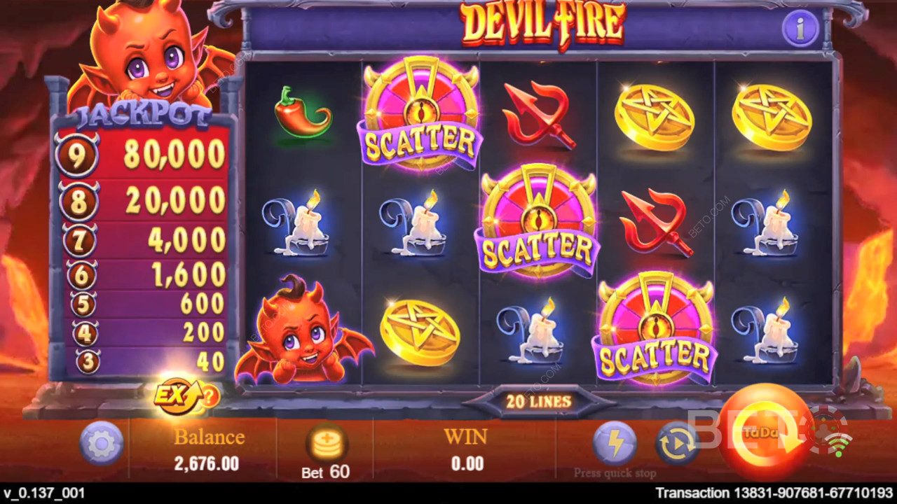 شرح ميزات المكافآت في لعبة Devil Fire من TaDa Gaming