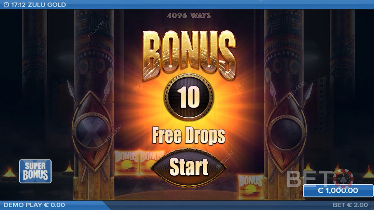 توفر ميزة Multiplier Free Drops للاعبين من 10 إلى 25 لفة مجانية في هذه الفتحة