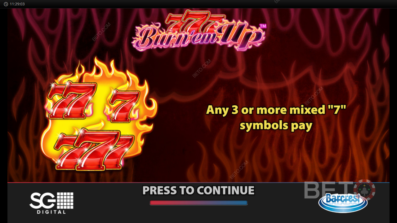 اربح 5,000 ضعف رهانك في لعبة سلوت 777 Burn