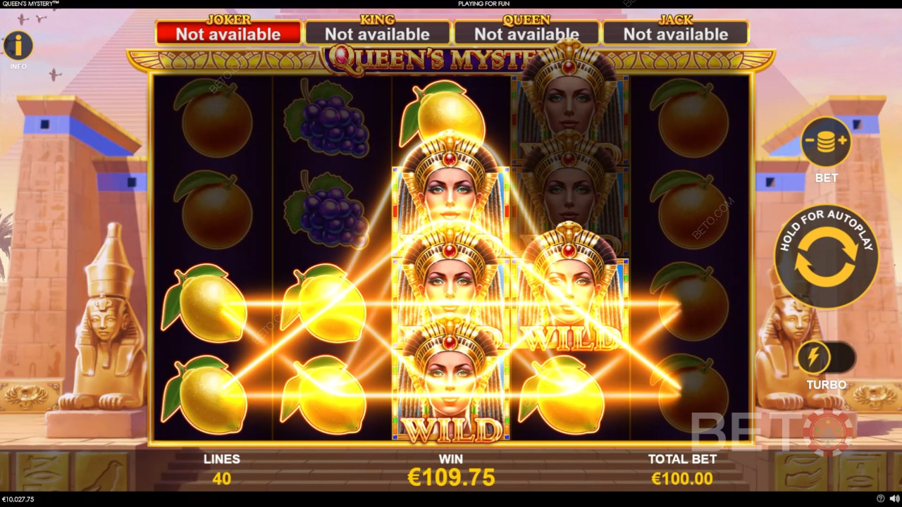 مراجعة لغز الملكة الغامض من BETO Slots