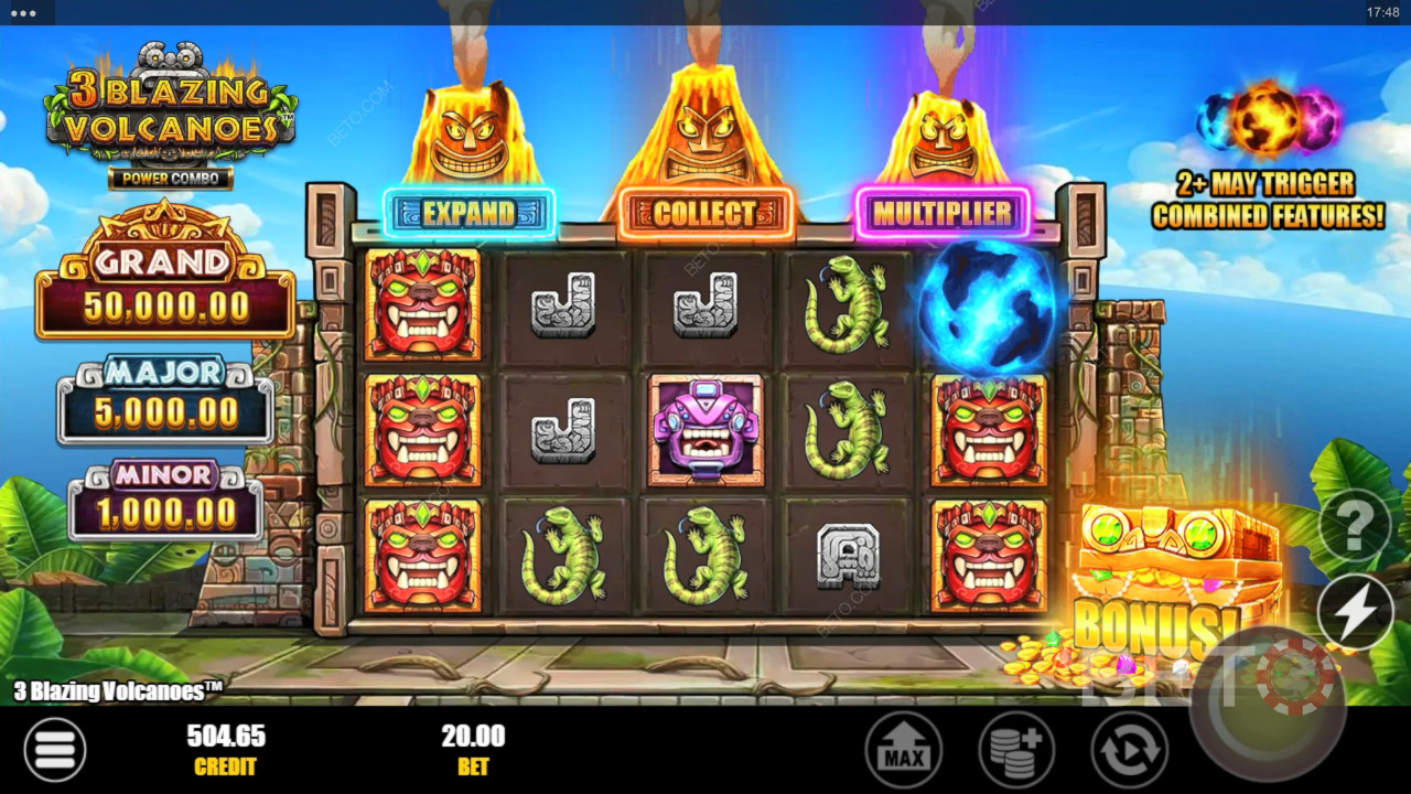 3 استعراض قوة البراكين المشتعلة 3 البراكين المشتعلة كومبو من BETO Slots