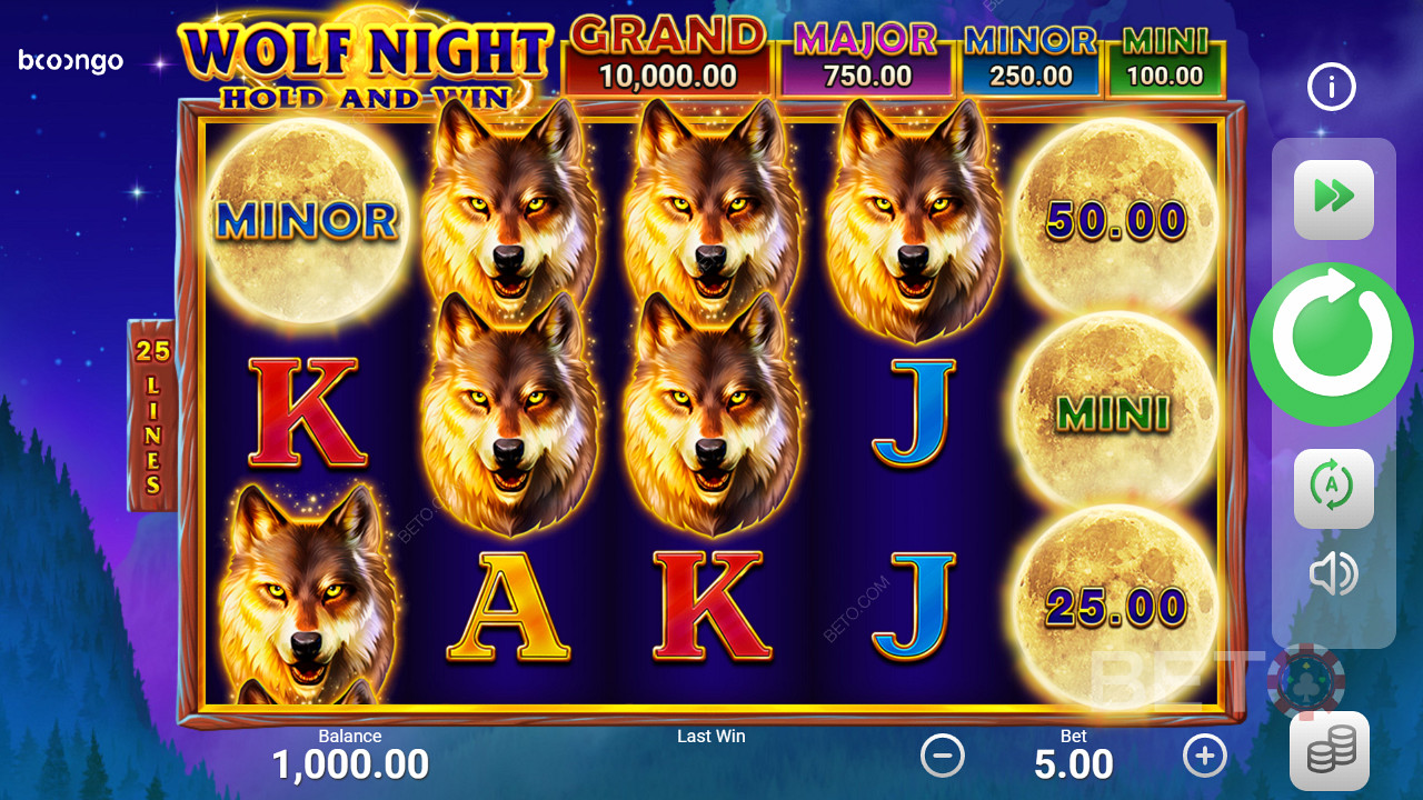 رمز الذئب هو الرمز الأعلى ربحًا في لعبة Wolf Night Slot